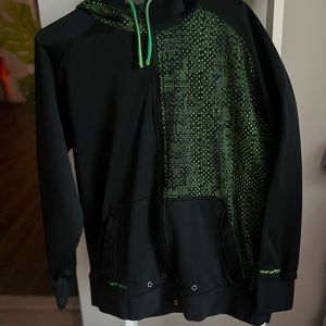 The North Face TNF APEX Mens Sz L Full Zip Up Hoodie Sweatshirt Black Green.